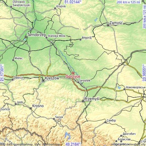 Topographic map of Gorzyce