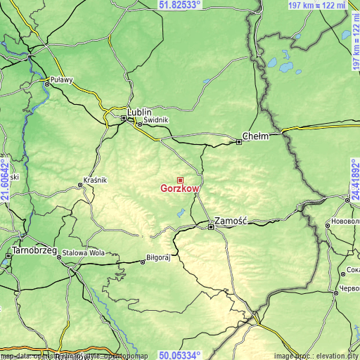 Topographic map of Gorzków