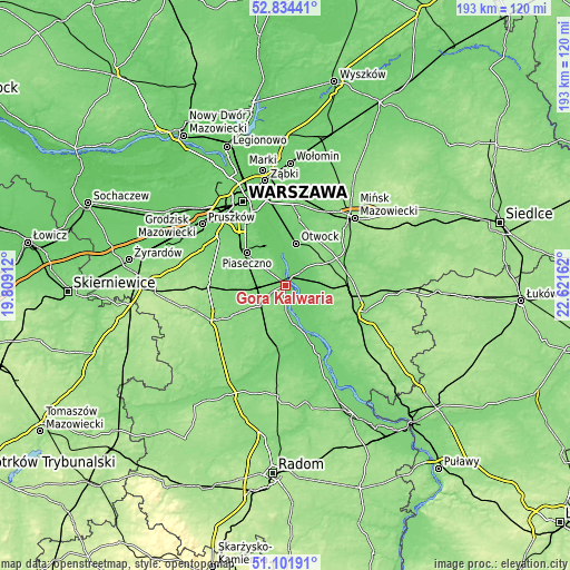 Topographic map of Góra Kalwaria