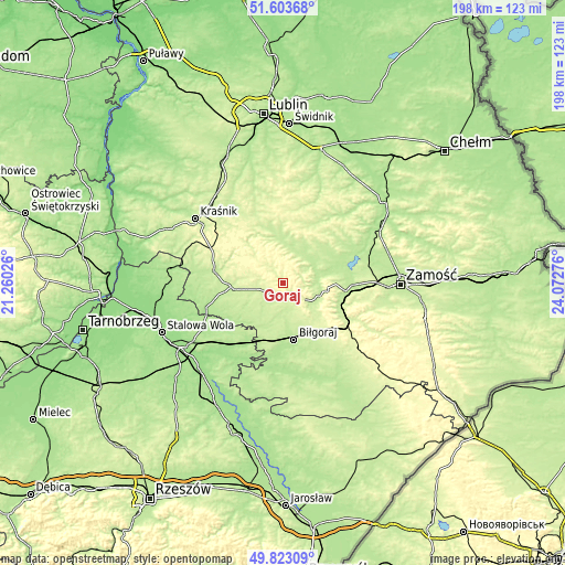 Topographic map of Goraj