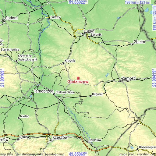 Topographic map of Godziszów