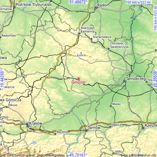 Topographic map of Gnojno