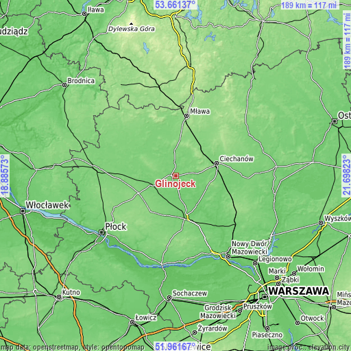 Topographic map of Glinojeck