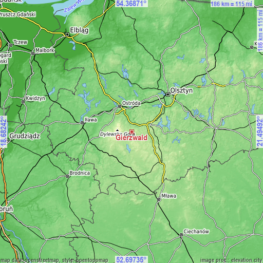 Topographic map of Gierzwałd