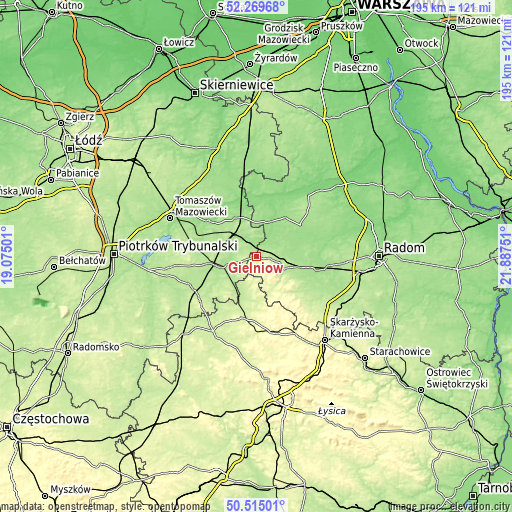 Topographic map of Gielniów