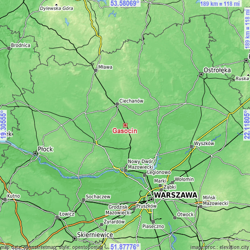 Topographic map of Gąsocin