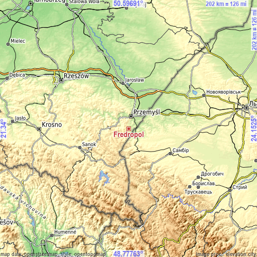 Topographic map of Fredropol
