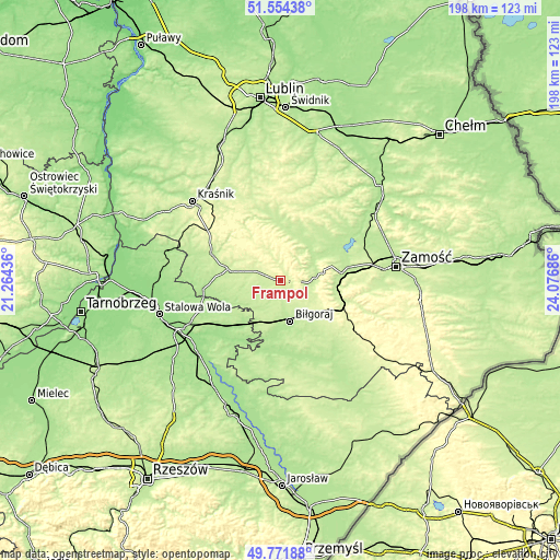 Topographic map of Frampol