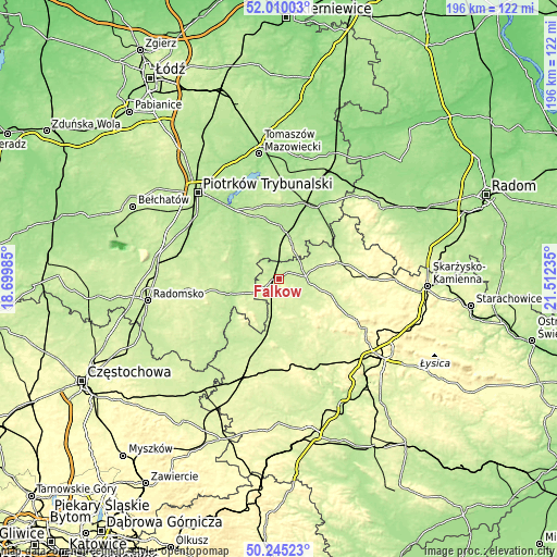 Topographic map of Fałków