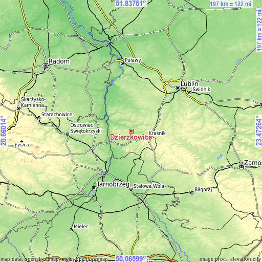 Topographic map of Dzierzkowice