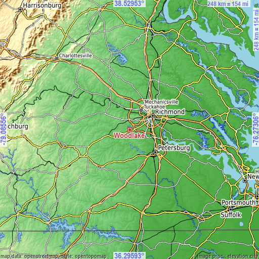 Topographic map of Woodlake