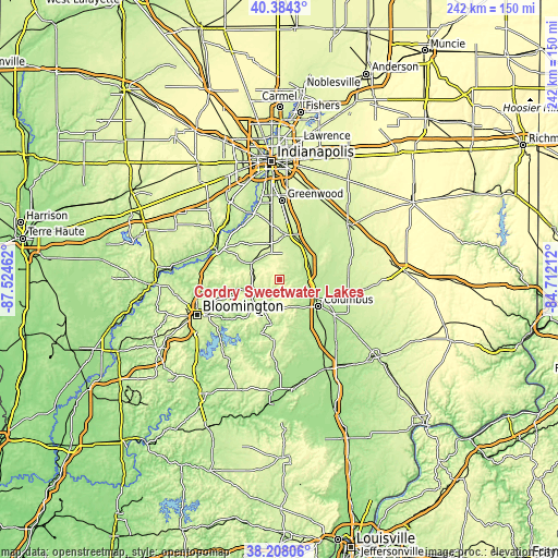 Topographic map of Cordry Sweetwater Lakes