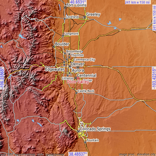 Topographic map of Dove Valley