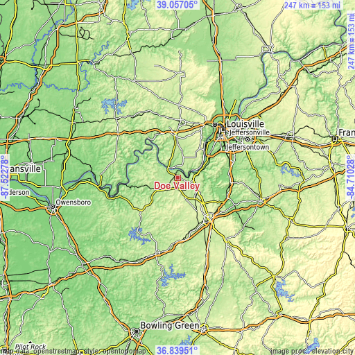 Topographic map of Doe Valley