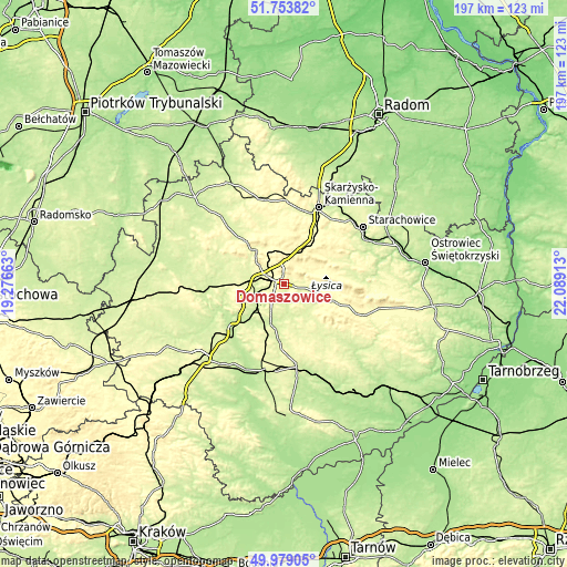 Topographic map of Domaszowice