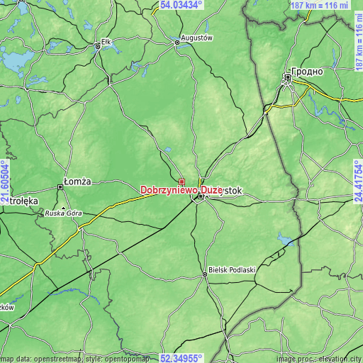 Topographic map of Dobrzyniewo Duże