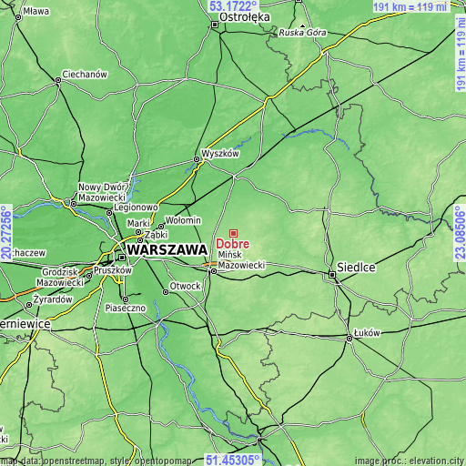 Topographic map of Dobre