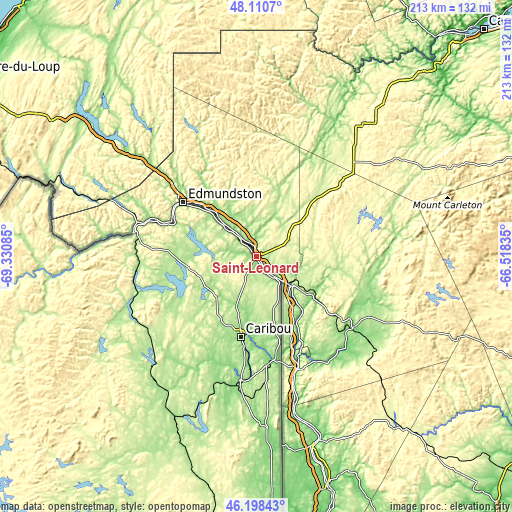 Topographic map of Saint-Léonard