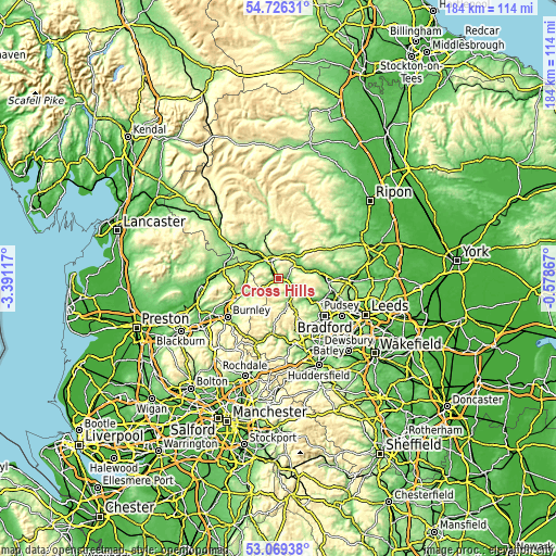 Topographic map of Cross Hills