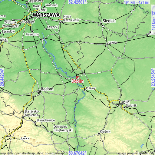 Topographic map of Dęblin