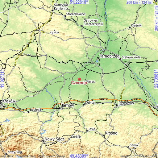 Topographic map of Czermin