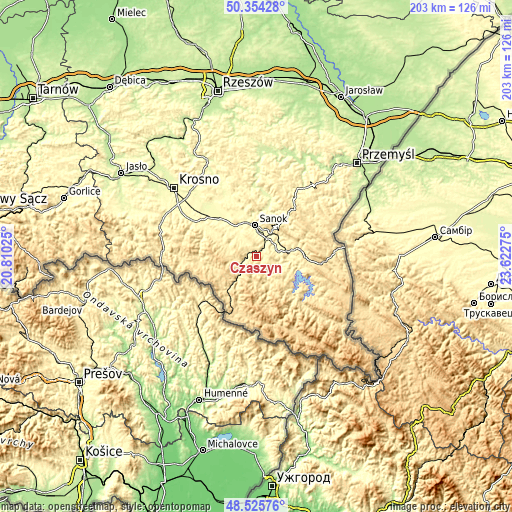 Topographic map of Czaszyn