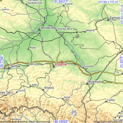 Topographic map of Czarna