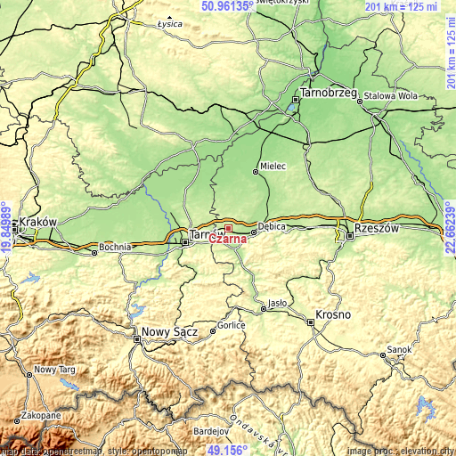Topographic map of Czarna