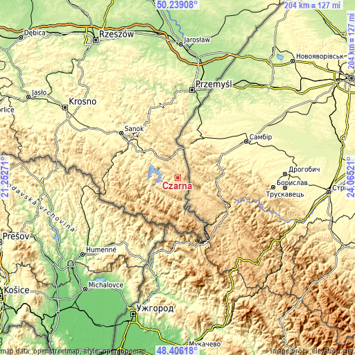 Topographic map of Czarna