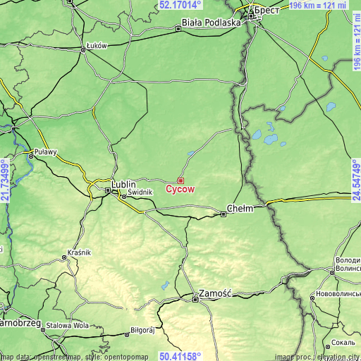 Topographic map of Cyców