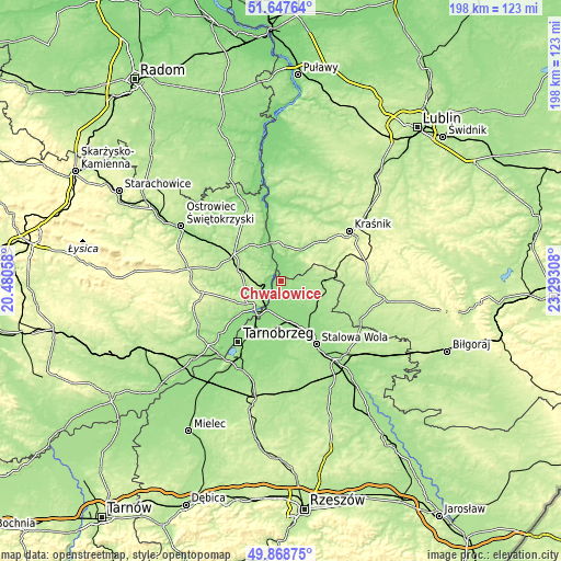 Topographic map of Chwałowice