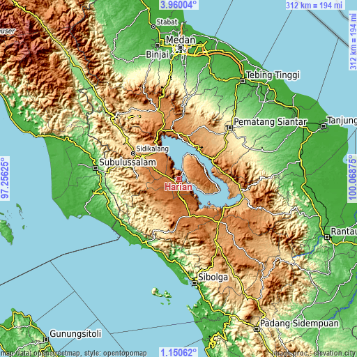 Topographic map of Harian