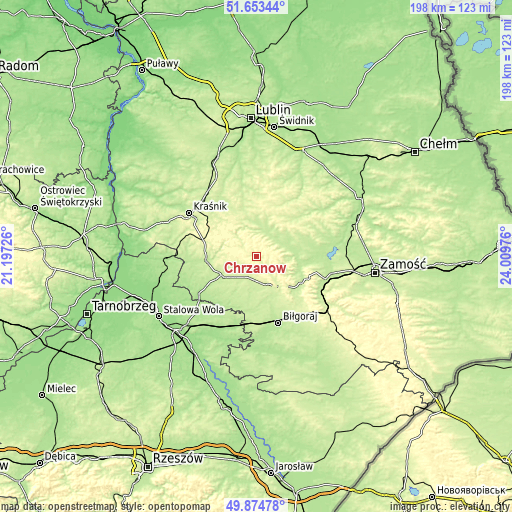 Topographic map of Chrzanów