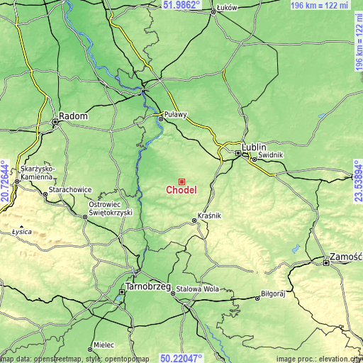 Topographic map of Chodel