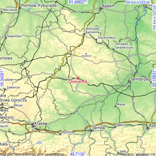 Topographic map of Chmielnik