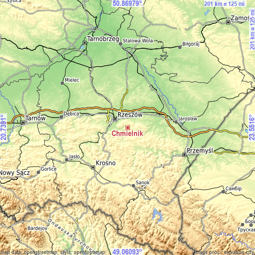 Topographic map of Chmielnik