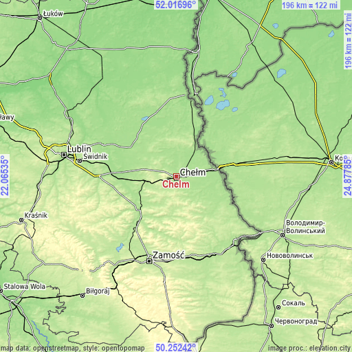 Topographic map of Chełm