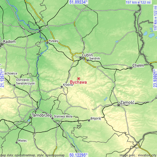 Topographic map of Bychawa