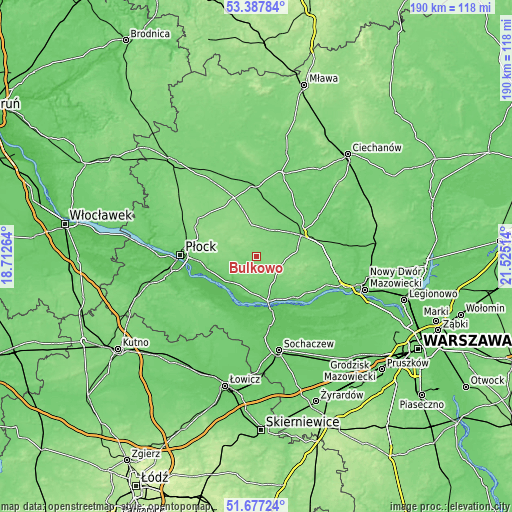 Topographic map of Bulkowo