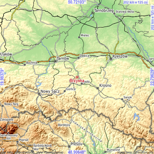 Topographic map of Brzyska