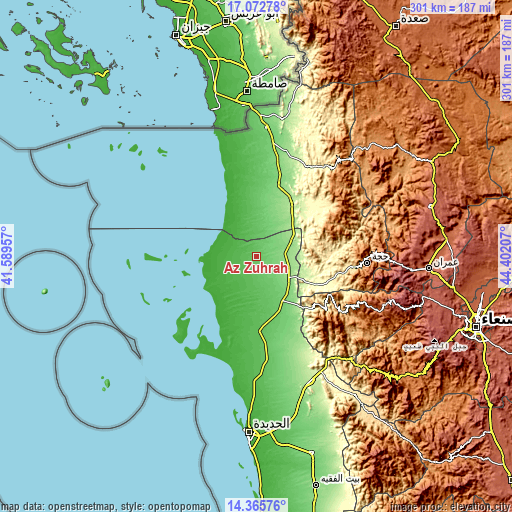 Topographic map of Az Zuhrah