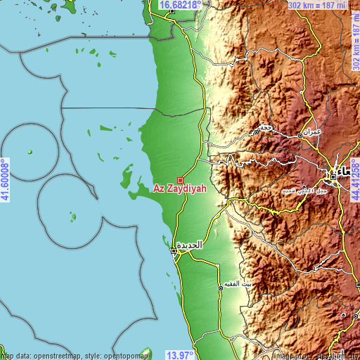 Topographic map of Az Zaydīyah