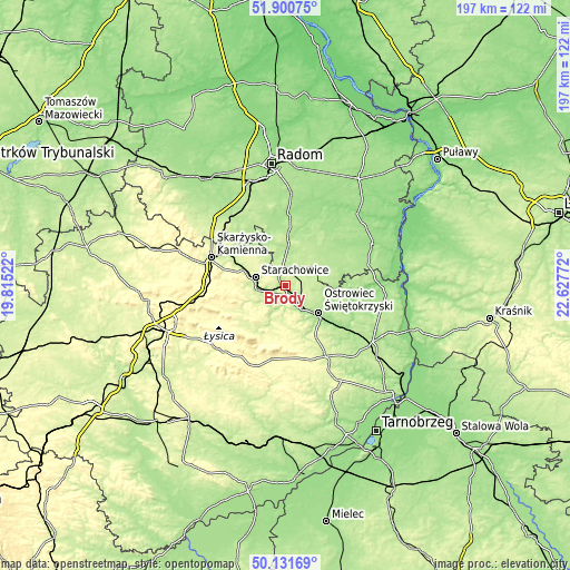 Topographic map of Brody