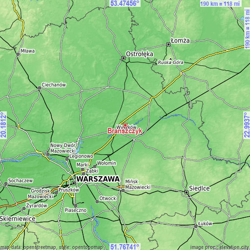 Topographic map of Brańszczyk