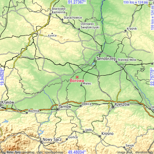 Topographic map of Borowa
