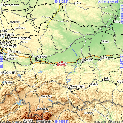 Topographic map of Borek