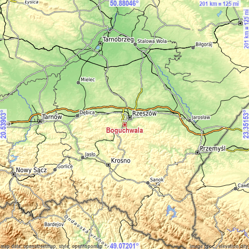 Topographic map of Boguchwała