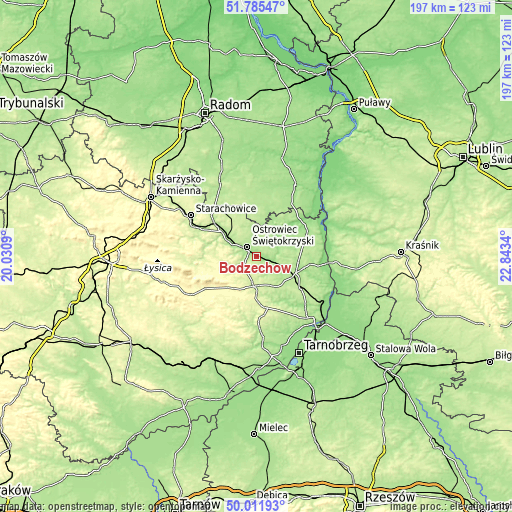 Topographic map of Bodzechów
