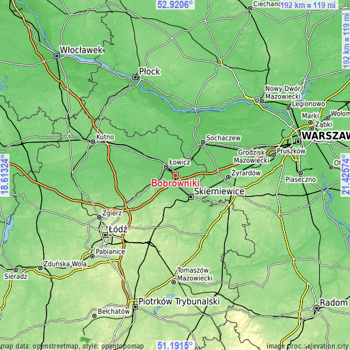 Topographic map of Bobrowniki