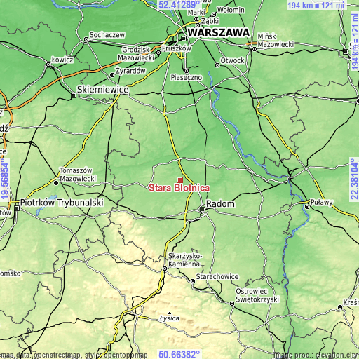 Topographic map of Stara Błotnica